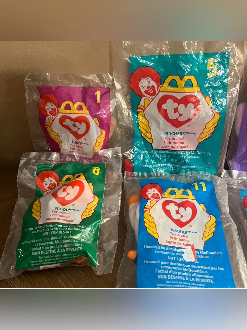 Vintage 1990s McDonald's Teenie Beanie Babies Sealed Set of 8